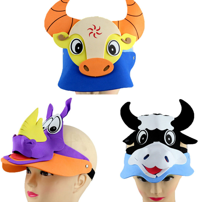 Small Bull Head Accessories Dairy Cow Hat Rhinoceros Large Horns Waterbull Children Headgear Mask Kindergarten Games Performance Props