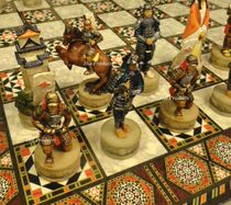 American chess educational chess Japanese samurai model chess pieces 17 gorgeous design chessboard solid wood