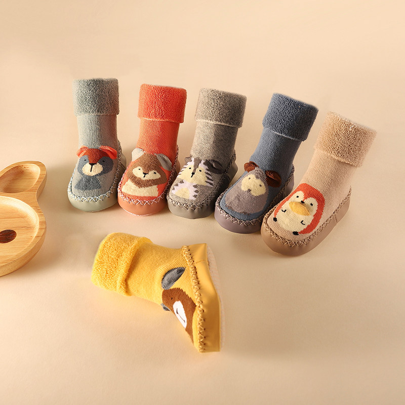 Baby floor Sox autumn winter thickening pure cotton woolen loops Learn to slip non-slip Soft bottom warm pine and baby shoes Sox