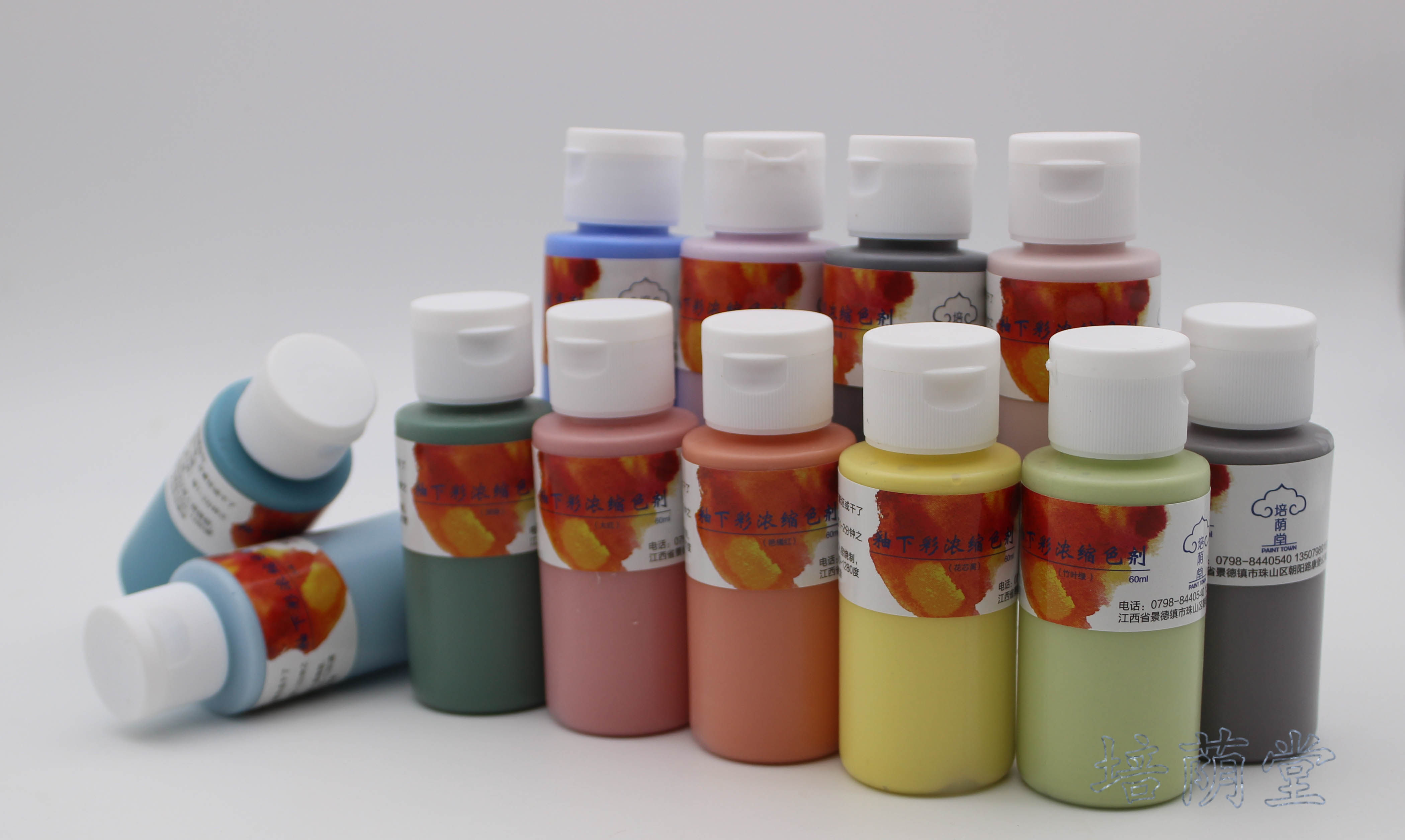 Peiyin Hall Medium Temperature Ceramic Underglaze Color Pigment Concentrate Pigment 12 Color 60ml Pack