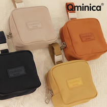 Qminica2022 new Japan-ROK storage zipper small square bag casual pure color zero wallet small makeup bag woman