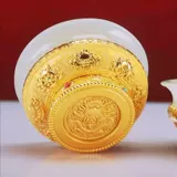 Древняя имитация нефрита восемь благоприятная резная чаша для воды позолоченное серебро бытовой домашний водопровод чашка для очистки святой воды настольный орнамент