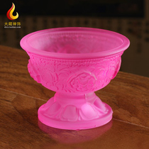 Tibetan style water supply cup with tall lotus eight auspicious seven supply water cup butter lamp holder eight water supply bowl rose red