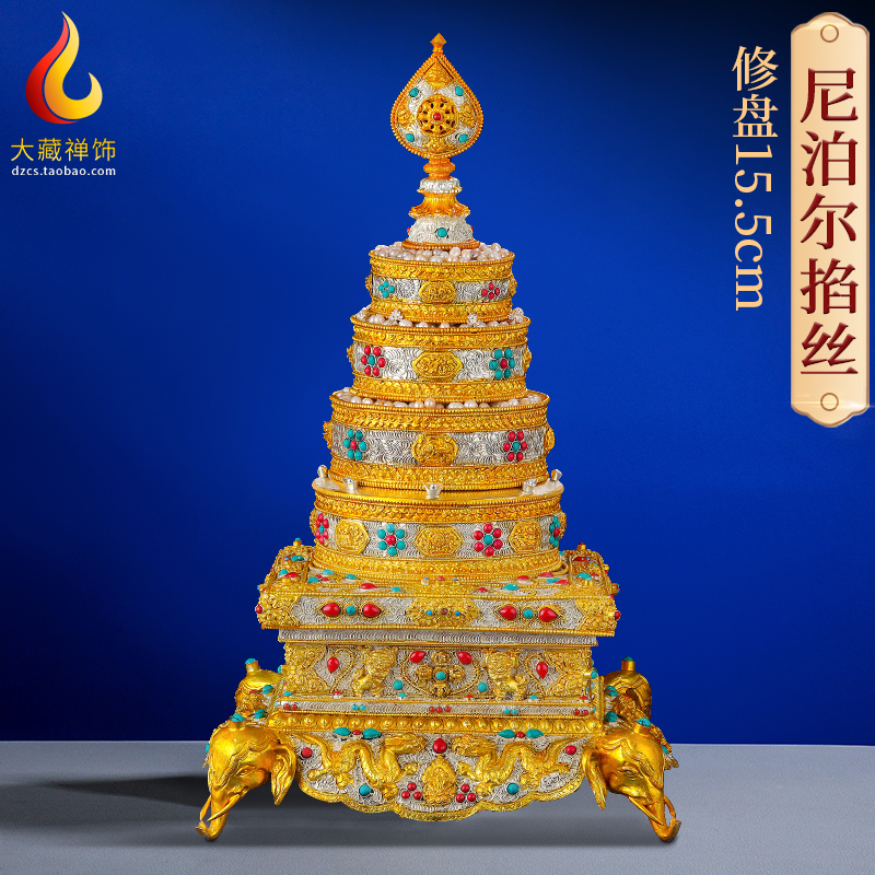 Manza disc pure copper Nepal handmade pinch eight auspicious man tea Romanda disc repair disc 15 5cm for Manzal disc