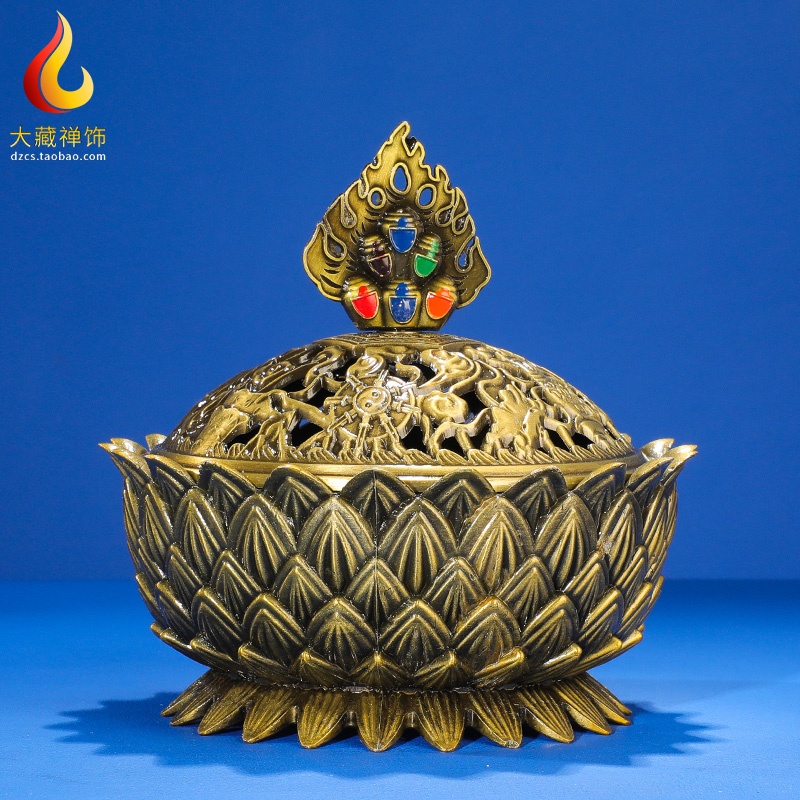 銅器 吉祥八宝蓮花薫炉 法器 宝蓮灯 仏堂薫炉 工芸品 置物 銅器 吉祥八宝蓮花薫炉 法器 宝蓮灯 仏堂薫炉 工芸