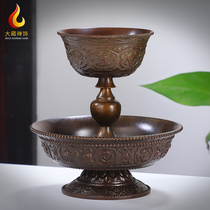 Dharma protector cup brass antique Tibetan tantra eight auspicious offerings for Buddha supplies cup offering holy water cup water supply cup