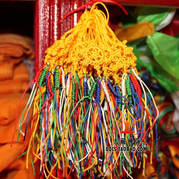 Tibetan ethnic color line manually weaving Falun Ding Phone chain length of 12cm