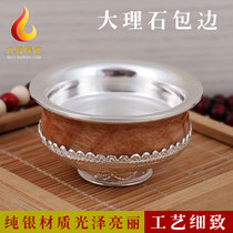 Water supply cup for Buddha cup sterling silver marble Tibetan pattern auspicious seven water supply bowl for Buddha eight holy water cup 6cm