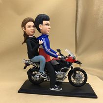 Motorcycle diy custom-made live clay figure wax couple gift wedding gift photo soft pottery doll custom