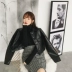 Áo khoác da nữ ngắn đoạn 2018 thu đông phiên bản mới của Hàn Quốc áo khoác da nhỏ là áo khoác mỏng eo cao eo thon quần áo xe máy ao khoac da Quần áo da