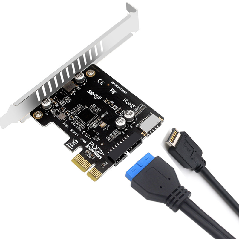 Computer PCIE to USB3TYPE-E front TYPE-C19P20P expansion card self-powered with insurance