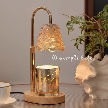 Solid Wood Retro Flameless Aromatherapy Lamp, Adjustable Height Wax Melting Lamp, Bedroom Ambiance Candle Melting Lamp, Small Table Lamp, Birthday Gift