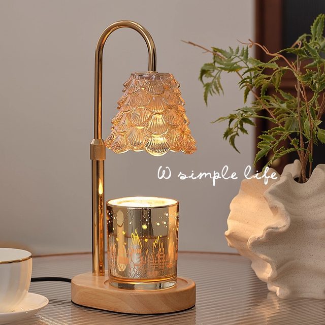 Solid Wood Retro Flameless Aromatherapy Lamp, Adjustable Height Wax Melting Lamp, Bedroom Ambiance Candle Melting Lamp, Small Table Lamp, Birthday Gift