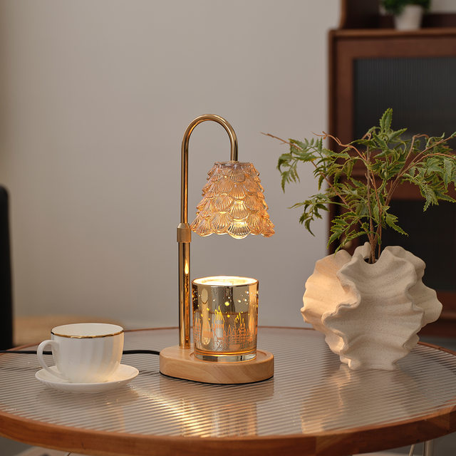Solid Wood Retro Flameless Aromatherapy Lamp, Adjustable Height Wax Melting Lamp, Bedroom Ambiance Candle Melting Lamp, Small Table Lamp, Birthday Gift