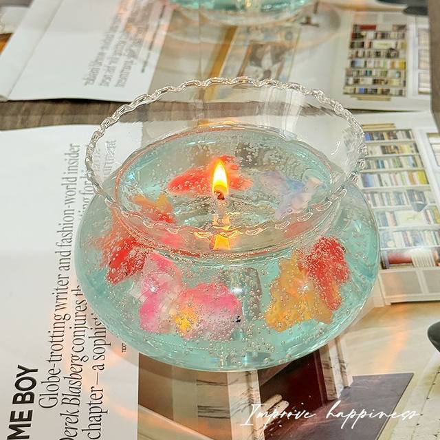 [Bubble Fish Tank] Gift Box with Goldfish Scented Candle, Bedroom Fragrance Ornament, Long-Lasting Home Fragrance, Birthday Gift