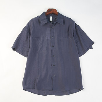 ເສື້ອເຊີດແຂນສັ້ນຜູ້ຊາຍ tencel ທີ່ມີຄຸນນະພາບສູງ h85586 ວ່າງລະດູຮ້ອນແລະກະໂປງທີ່ຫລາກຫລາຍທີ່ມີເຕົ້ານົມດຽວທີ່ມີເສື້ອຍືດທີ່ມີລົມຫາຍໃຈ