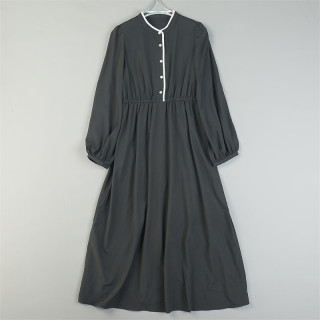 Boutique daily soft and elegant long-sleeved dress for women 84337 autumn new style simple high-waisted a-line long skirt