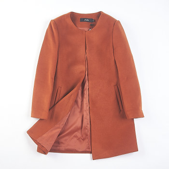 Spring, autumn and winter hidden button solid color temperament long sleeve windbreaker jacket