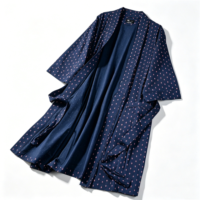 ສົ່ງອອກ robes ພິມ Canadian ສໍາລັບຜູ້ຊາຍແລະແມ່ຍິງ L86916 ຖົງຂະຫນາດໃຫຍ່ lace-up cardigan ເຮືອນໃສ່ສີ່ລະດູການ nightgown ກາງ-ຍາວ