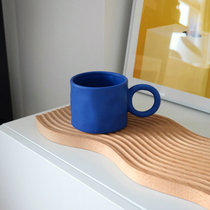 Spot AHD big ear mug hand-kneaded pattern inkjet dot ceramic large water ring Klein blue exquisite gift
