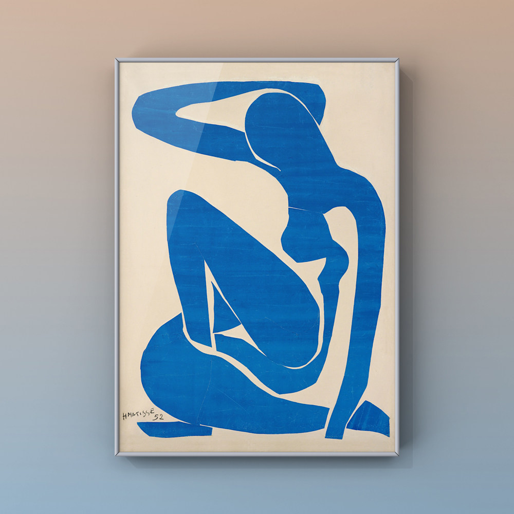 Spot | Beast Pie Henri Matisse Mattis Blue Woman Abstract Cut paper | AHD Art Inprint