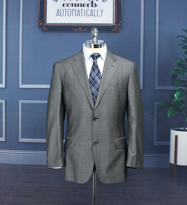 180 104A Imported fabric semi-haired Yagor wool mulberry silk men's suit grey TJ26157-13