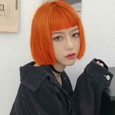 taobao agent Bangs, wig, orange mannequin head, helmet, Lolita style, no trace