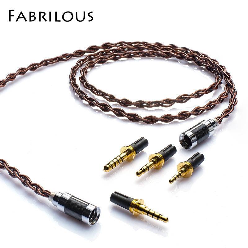 4-in-1 Plug Fabrilous Ac8 Recording Cable 3.5 to 3.5 Single Crystal Copper Audiophile-Grade Audio Cable