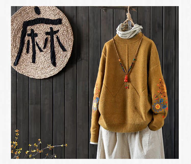 [Kết thúc giải phóng mặt bằng 2 mảnh rưỡi giá] Áo len lỏng lẻo gió nửa cao cổ tròn áo len kéo len áo thu đông nữ