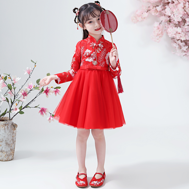 Girls Hanfu costume autumn new autumn winter princess dress children's autumn dress children's dress dress foreign style antique dress