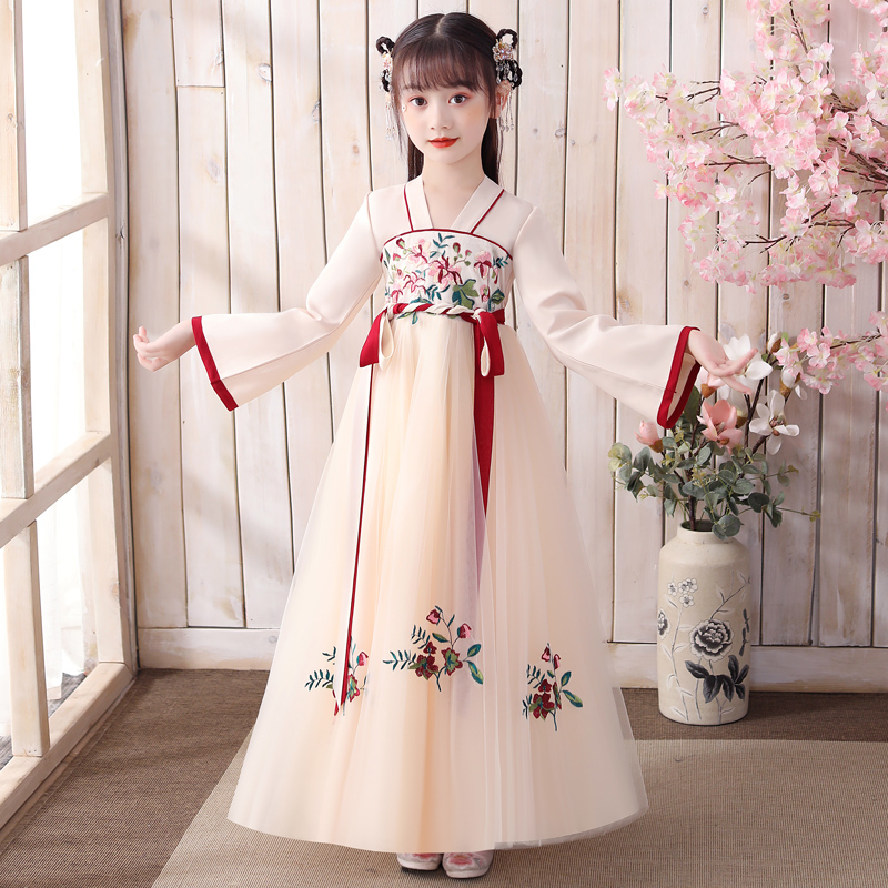 2022 new spring dress children Hanfu spring and autumn girls ancient Chinese style cheongsam Tang dress skirt girl autumn and winter