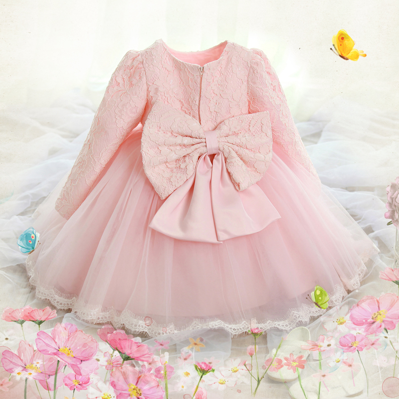 Girls dress spring dress children's dress baby foreign style skirt one year old princess dress baby fluffy yarn spring and autumn