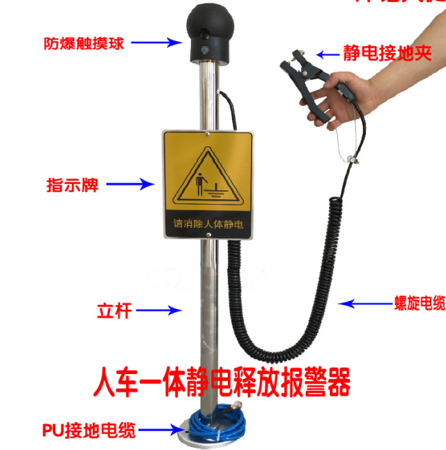 Static discharger for human and car body, electrostatic discharger for oil tanker, electrostatic discharger for gas station