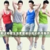 Áo vest thể thao sọc nam triều Slim phiên bản Hàn Quốc của mùa hè cotton thấm mồ hôi nam màu vest thể dục
