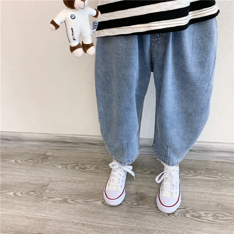 Tong Tong Ma custom made of male and female Han version loose ice Oxygen bar Jeans Baby Day Ensemble fried and thin and soft anti-mosquito pants