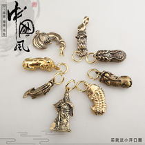 Pure Copper Key Buckle Pendant Car Creative Personality Gift Guan Male leopard Peanut Carry-on Ornament Hand