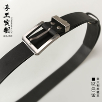 Titanium Alloy Strap Male Head Layer Cow Leather Needle Buckle Anti-Allergy Belt Buckle Belt CASUAL LEATHER UPSCALE HANDMADE STRAP