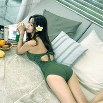 South Koreas new military green bikini steel tray gathers thick and thin waist belly conservative swimsuit hot spring