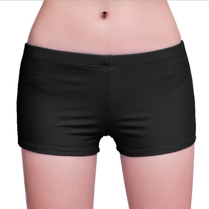Pure color swimsuit elastic up code anti-walking light Four corner shorts conservative beating bottom corner shorts sports pants swimsuit pants