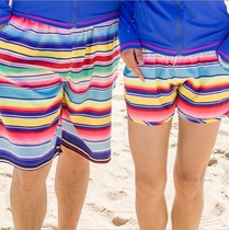 New casual shorts men plus size colorful striped five-point pants sports fitness quick-dry swimming pants beach pants women