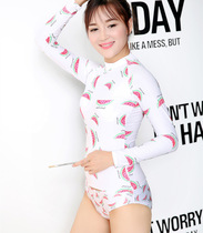 2016 Korea new split bikini long sleeved sunscreen watermelon Conservative belly surf diving swimsuit three-piece set