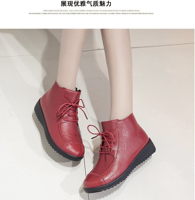 Giày cao cổ thoải mái ấm áp, giày cotton cao cấp dành cho nữ trung niên Giày cotton mùa đông đế mềm, chống trơn trượt cộng với giày nhung giày nữ cao cổ
