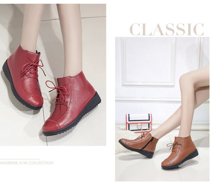 Giày cao cổ thoải mái ấm áp, giày cotton cao cấp dành cho nữ trung niên Giày cotton mùa đông đế mềm, chống trơn trượt cộng với giày nhung giày nữ cao cổ