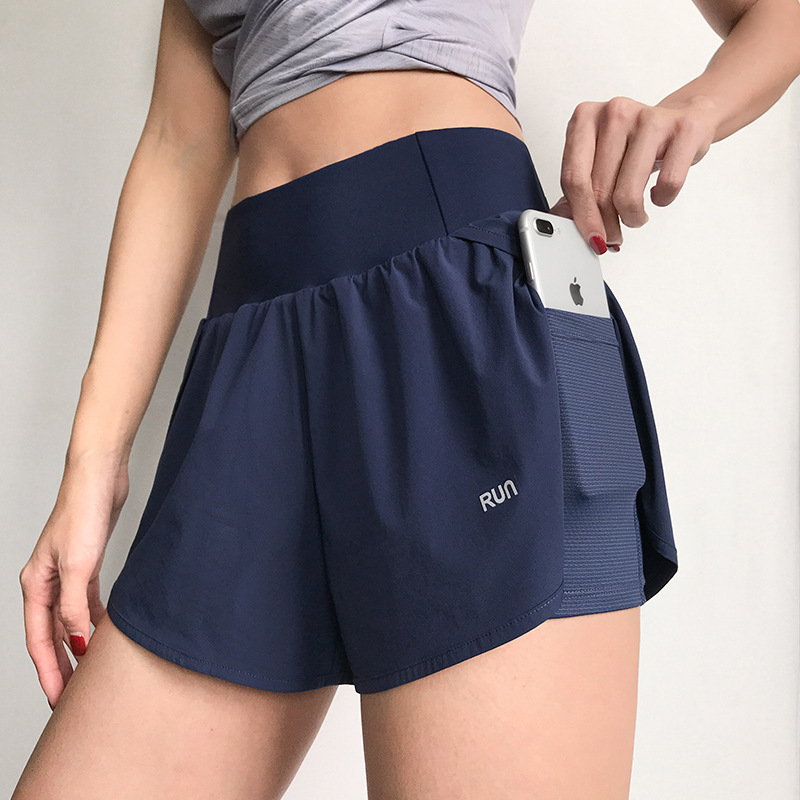 Sports shorts women thin loose anti-walking light fitness high waist speed dry with pockets for running yoga 30% fake two pants-Taobao