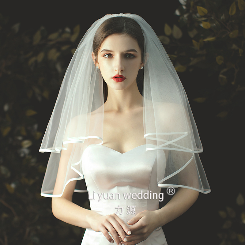 Liyuan Bridal Wedding Dresses Women's Heads Dress New Double Clad side vegan Wedding wedding photo Props Super Fairy short net red