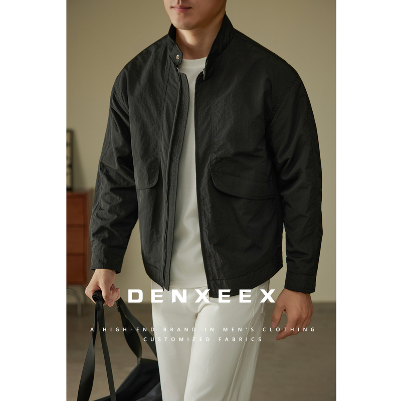 【Harrington G9】Denxeex Micro-Textured Classic Stand-Up Collar Jacket Men's Business Casual Coat for Spring and Autumn