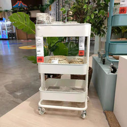 IKEA Lasker kitchen trolley Nordic bathroom storage rack white movable flower rack partition rack with casters