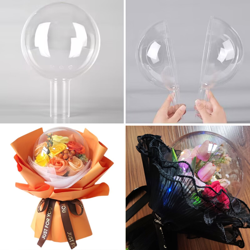 Transparent Plastic Ball with Handle, Acrylic Ball, Creative Wave Ball, Hard Gift Bouquet Packaging Ball, Christmas Ball