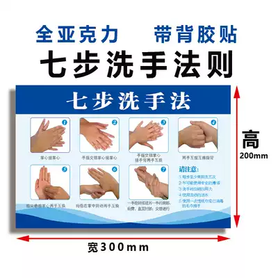 Seven-step hand washing rule Kindergarten hand washing diagram Hospital canteen catering hand washing rule diagram Acrylic