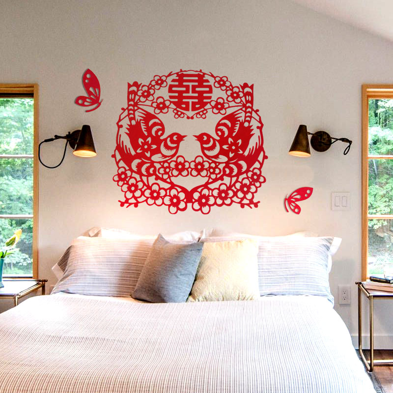 Happy character wedding wedding house arrangement Jiprinted small Tsukuba Happy Words with Double Heinepressure Bed Dolls Wedding and Festive Letters